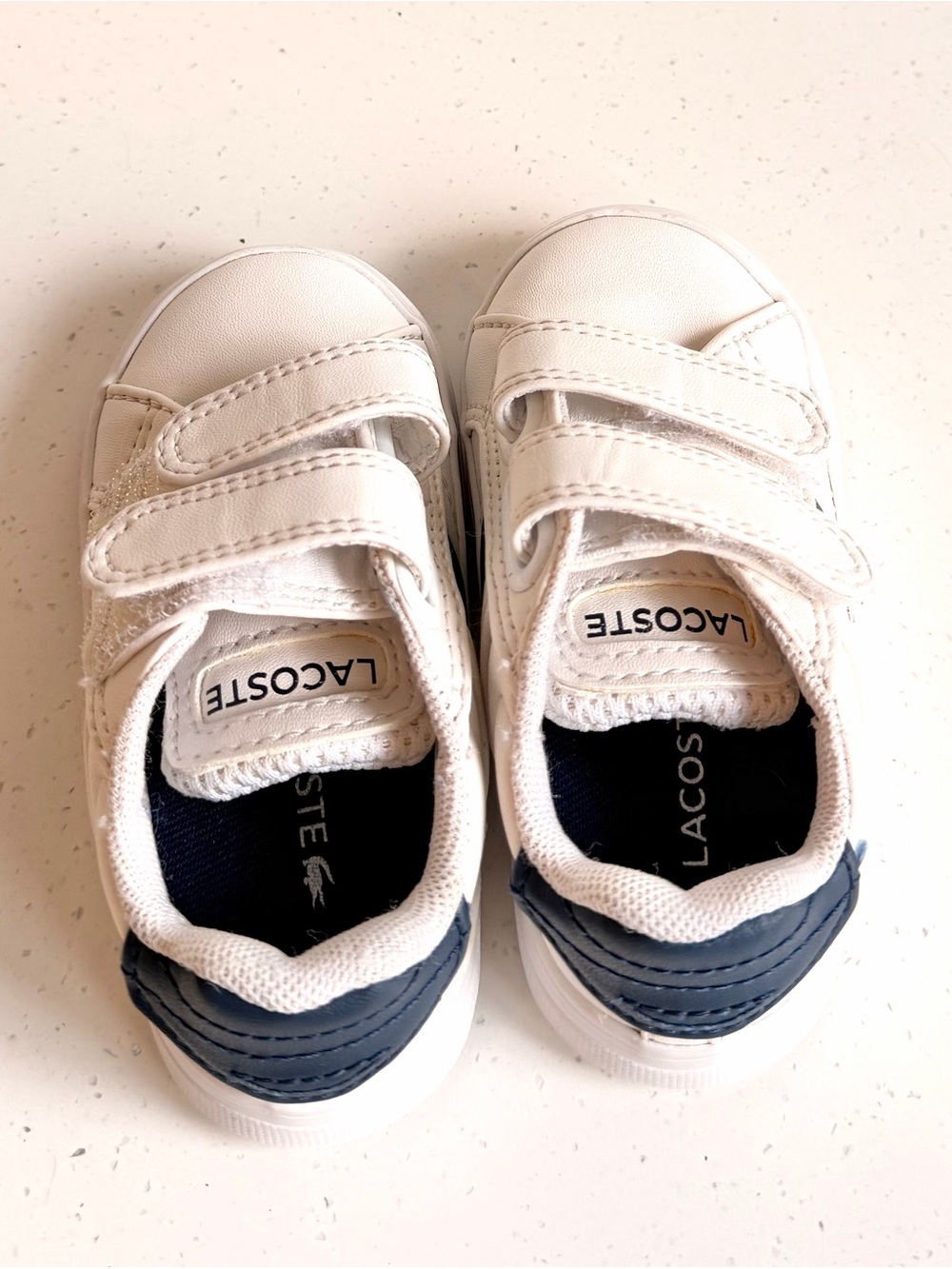 Lacoste Baby Sideline Crib Sneakers – White & Navy Blue